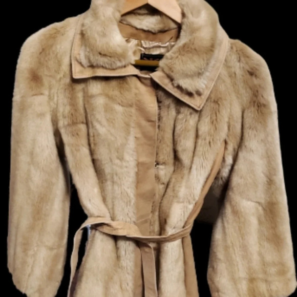 Lilli Ann London Leathers Faux Fur‎ Vintage Trench Coat S - Picture 3 of 16